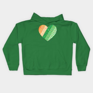 Retro Pixel Heart Green and Yellow Kids Hoodie